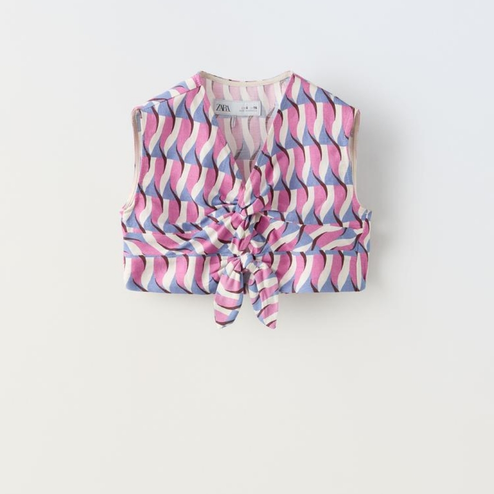 ZARA KIDS GEOMETRIC PRINT KNOTTED TOP
